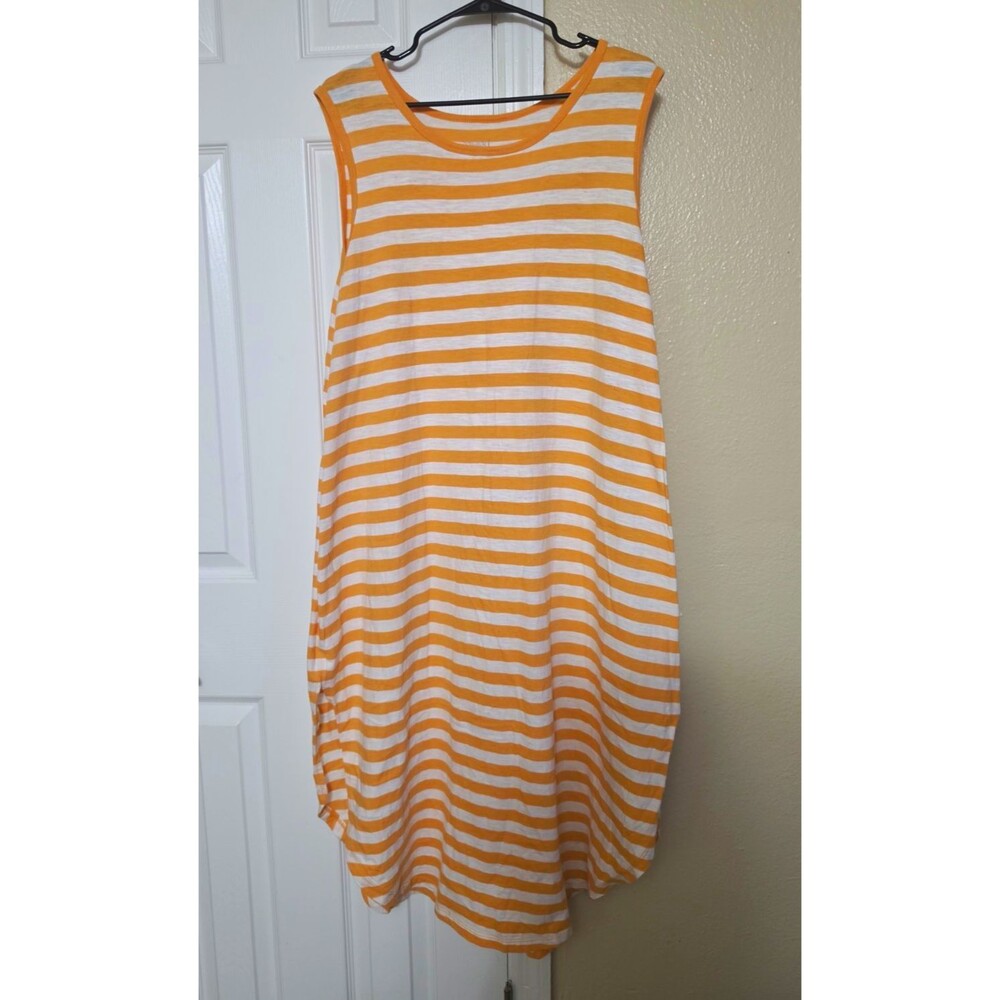 Time and Tru Women's 3XL Plus Orange/White Striped Sleeveless Cotton Knit Gown